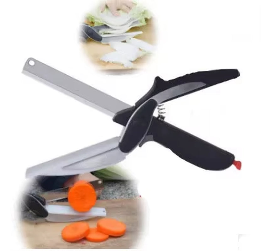 Separable Stainless Steel Barbecue Steak Cutting Shear Household Vegetable Scissors 2 in 1 Multi Kitchen Tool Fruit Knife