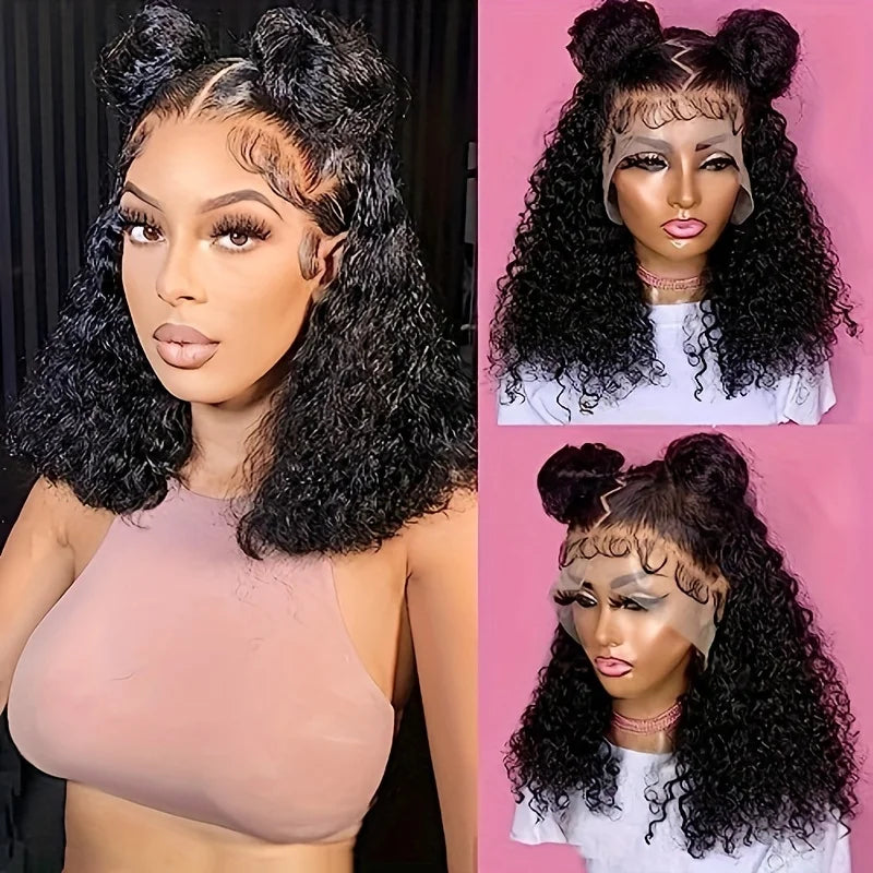 13x4 Deep Wave Curly Bob Wig Human Hair