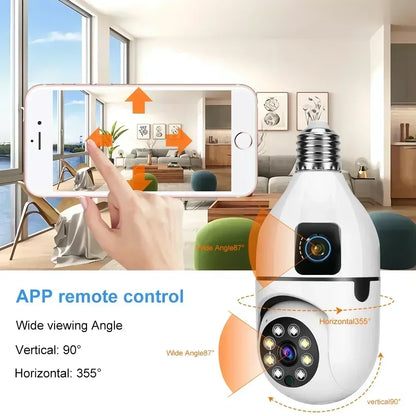 E27 Bulb WIFI Camera 8X Zoom Dual Lens Indoor Surveillance Camera