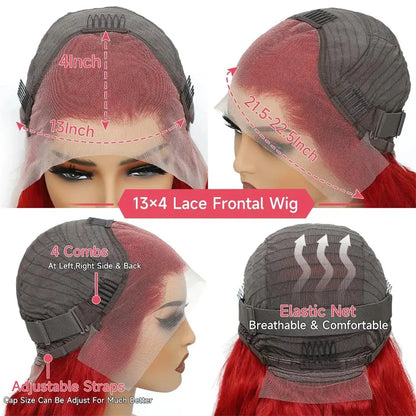 Hot Red Bob Wig Lace Front Human Hair