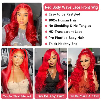 Super Hot Red Body Wave Wig