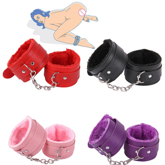 Erotic Handcuffs Ankle Cuffs Whip BDSM Bondage Restraints