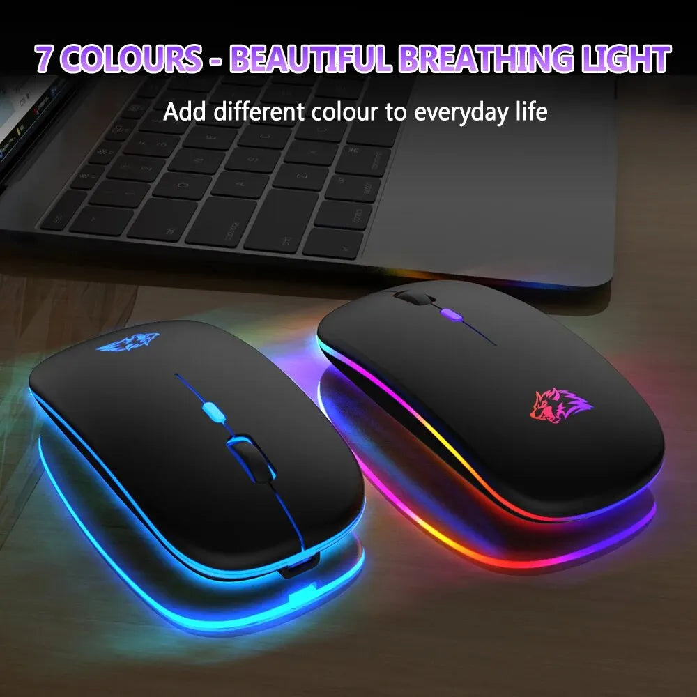 Wireless Mouse Bluetooth and 2.4GHz Rechargeable RGB Ergonomic Silent Click