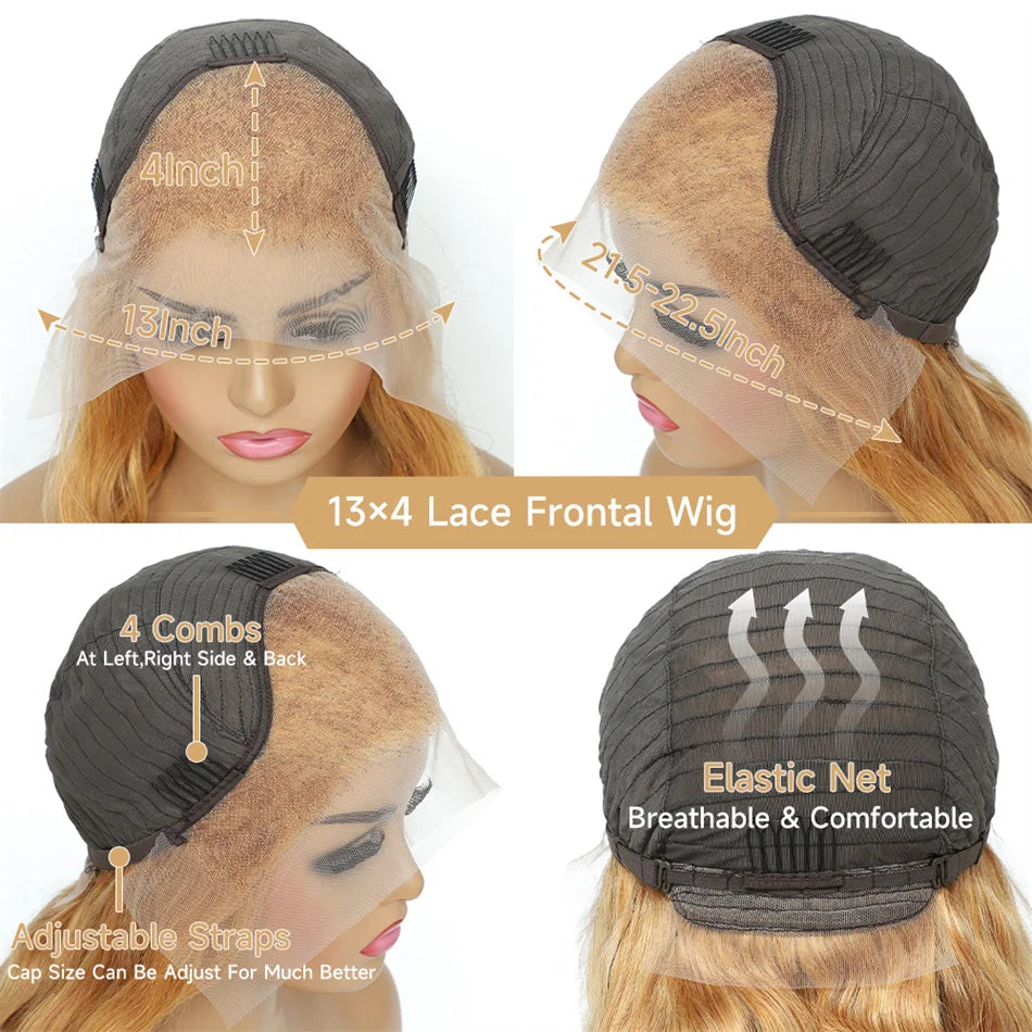 13x4 Transparent Honey Blonde Lace Front Wig