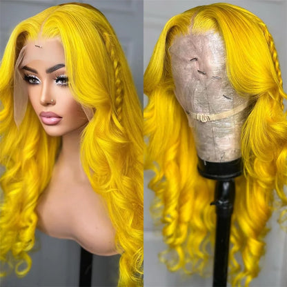 Yellow Lace Front Wig Human Hair 13x4 Raw Body Wave