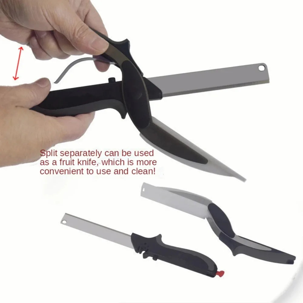 Separable Stainless Steel Barbecue Steak Cutting Shear Household Vegetable Scissors 2 in 1 Multi Kitchen Tool Fruit Knife