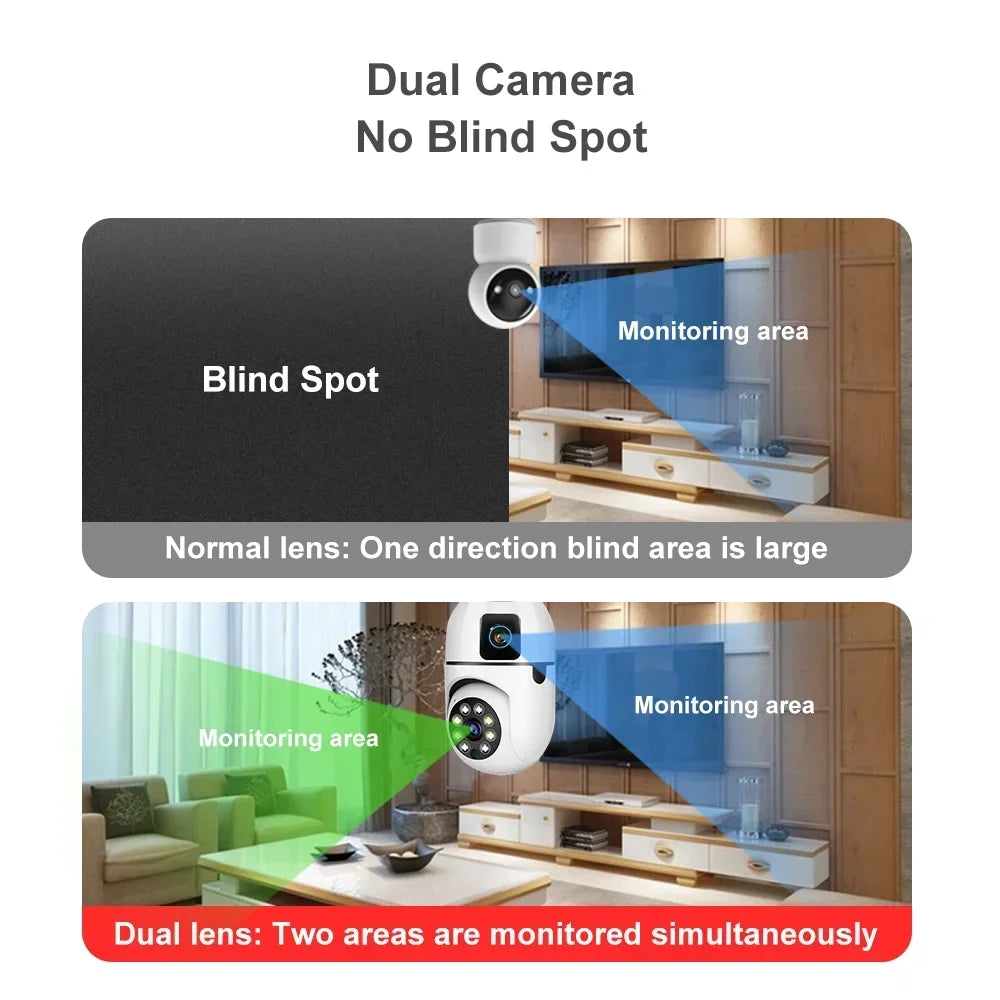 E27 Bulb WIFI Camera 8X Zoom Dual Lens Indoor Surveillance Camera