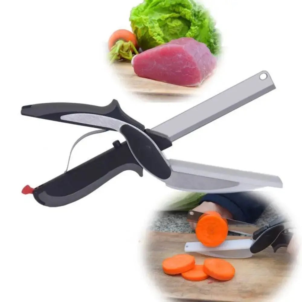 Separable Stainless Steel Barbecue Steak Cutting Shear Household Vegetable Scissors 2 in 1 Multi Kitchen Tool Fruit Knife