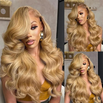 13x4 Transparent Honey Blonde Lace Front Wig